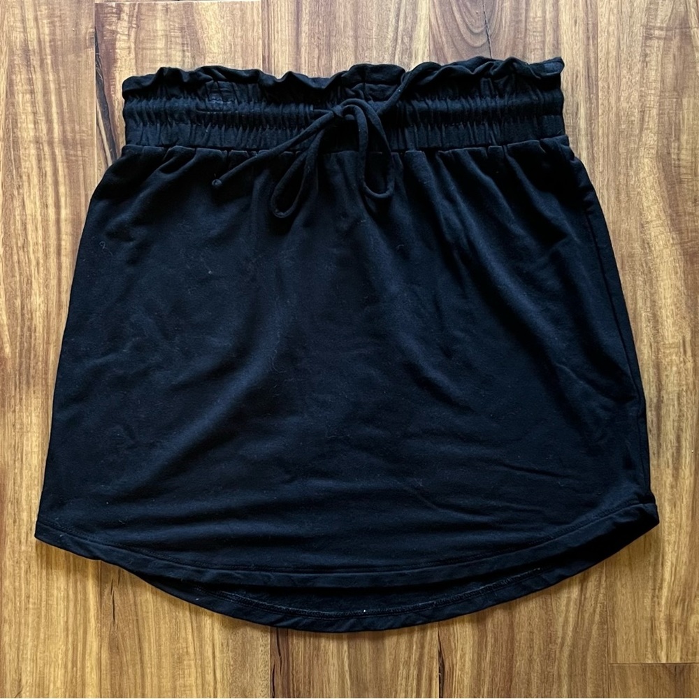 STEVE MADDEN black mini skirt elastic waist drawstring BB DAKOTA sz XS stretchy